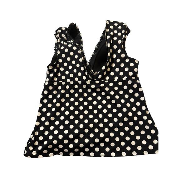 Lands’ End Black White Polka Dot Swim Tankini Top Size 16 Flattering Fit - Picture 5 of 6